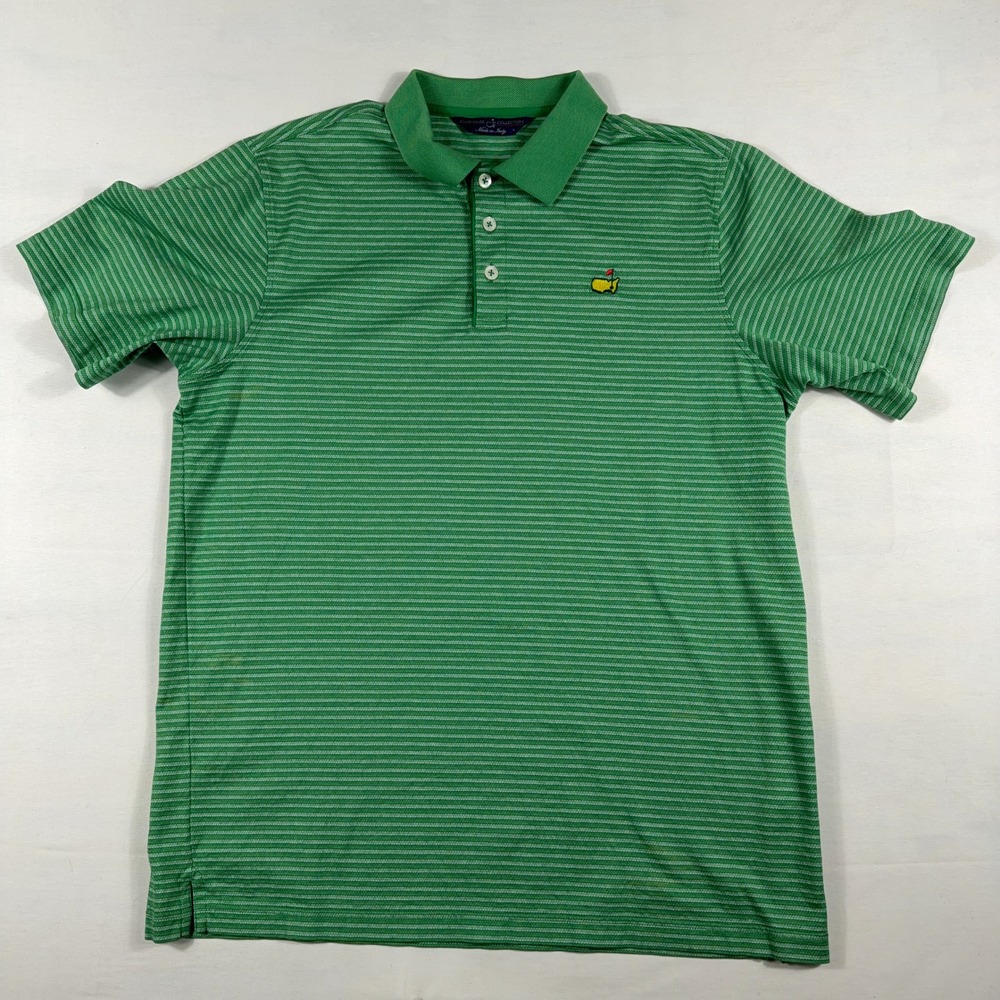 Clubhouse Collection Masters‎ Golf Polo Shirt Striped Cotton L Green Made Italy